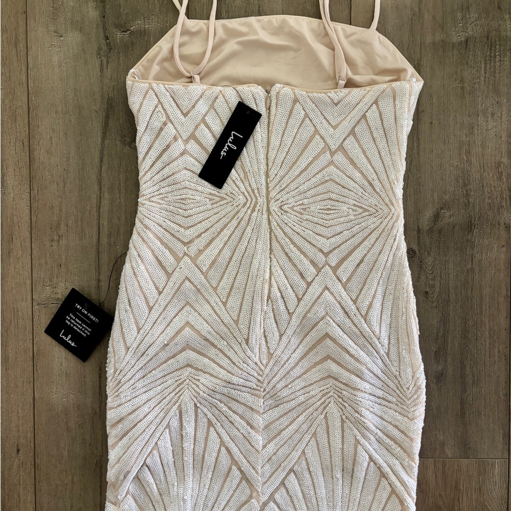 Lulu's Lost In Your Eyes White Sequin Bodycon Mini Dress -NWT - Picture 3 of 9